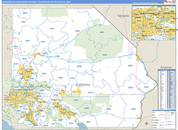 Riverside-San Bernardino-Ontario Metro Area Wall Map Basic Style 2026